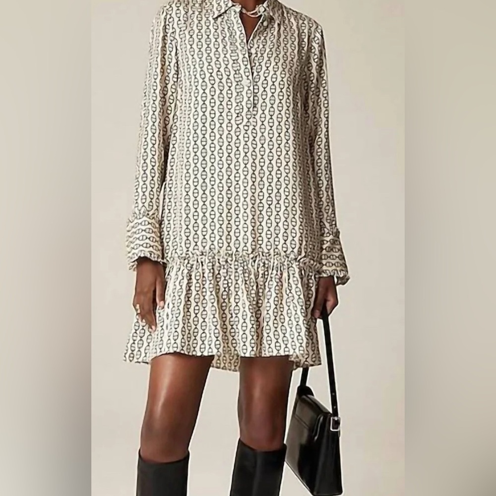 J. Crew sold out shirt dress in vintage link print - XS, like new